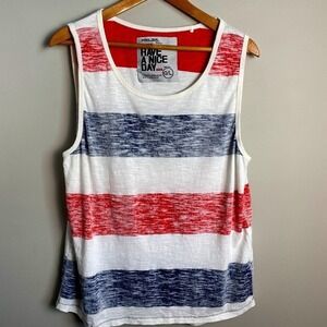 Projek Raw Men's Red‎ White Blue Tank Top Size Large Surfer Indie Grunge Y2K